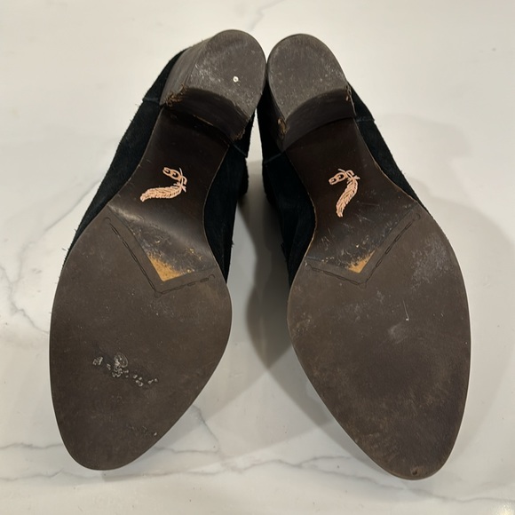 Uggs black suede high heel lace-up booties. Size 11. Pre-worn, well-loved. - Picture 9 of 14